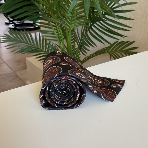 Sheaf & Caber Paisley Mens One Size Black Adjustable Tie - Picture 2 of 6